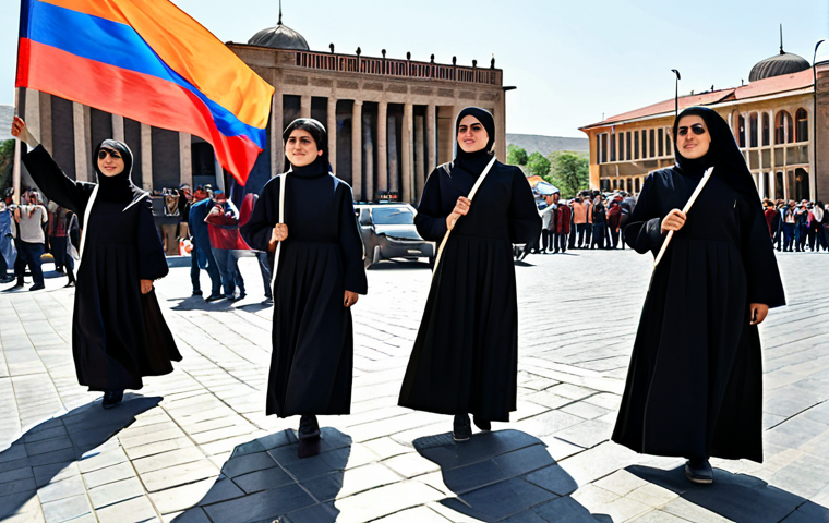 아르메니아 독립 전쟁의 배경 - **

"A group of people participating in a peaceful cultural demonstration in Yerevan, Armenia. They ...