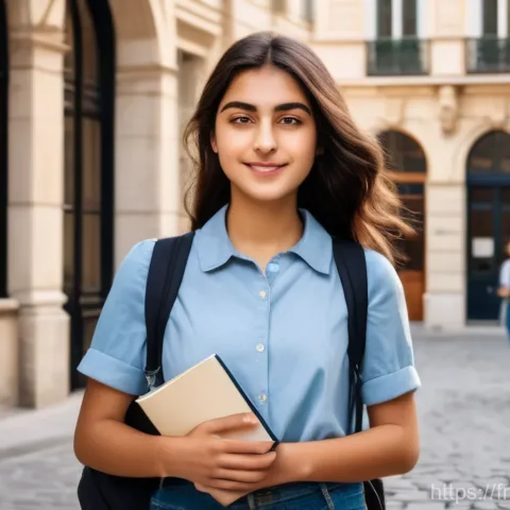 아르메니아 유학생들을 위한 팁 - **Prompt:** A vibrant, sun-drenched scene depicting a young Armenian female student, approximately 2...