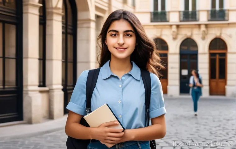 아르메니아 유학생들을 위한 팁 - **Prompt:** A vibrant, sun-drenched scene depicting a young Armenian female student, approximately 2...