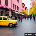 아르메니아 비자 발급 방법 - Yerevan Urban Charm and Pink Architecture**
A vibrant, eye-level street scene in the heart of Yereva...