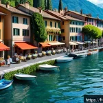 세반호수에서 즐기는 액티비티 - A charming Mediterranean village scene in Bellagio by Lake Como during summer, showcasing narrow cob...